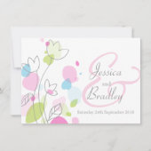 モダン紙吹雪花花びら結婚式 招待状 (正面)