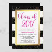 モダン紙吹雪 | 2017年度卒業パーティーのクラス 招待状 (正面/裏面)