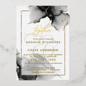 モダン素晴らしカスタム2木炭の水色 箔招待状 (正面)