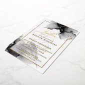 モダン素晴らしカスタム2木炭の水色 箔招待状 (回転した状態)