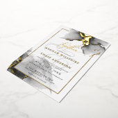 モダン素晴らしカスタム5木炭の水色 箔招待状 (回転した状態)