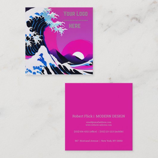 モダン素晴らし波 スクエア名刺 (正面/裏面)