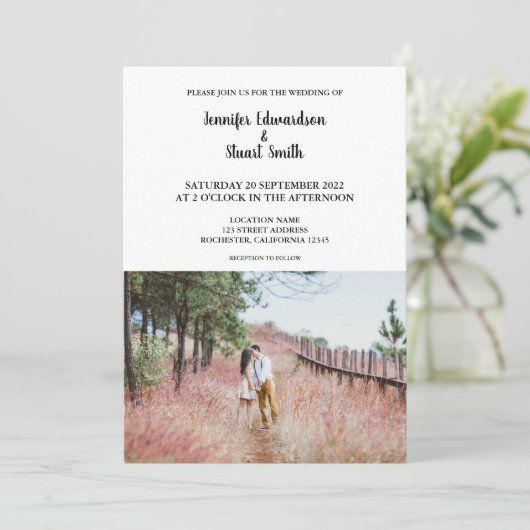 モダン素朴に自分の写真を追加結婚する 招待状 (スタンド正面)