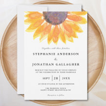 モダン素朴ひまわり結婚水色