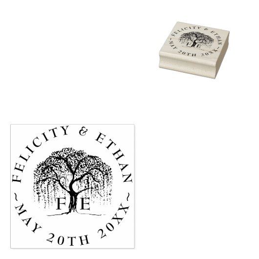 モダン素朴エレガント柳モノグラムクレスト ラバースタンプ (押印)