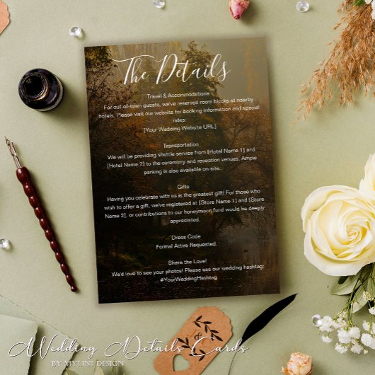 モダン素朴エレガント秋結婚ヴィンテージ詳細 エンクロージャーカード