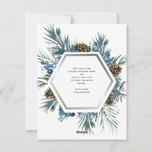 モダン素朴エレガントPine Photo Collageクリスマス シーズンカード (裏面)