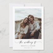 モダン素朴エレガントScript結婚 Photo's 招待状 (正面)