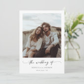 モダン素朴エレガントScript結婚 Photo's 招待状 (スタンド正面)