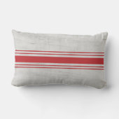 モダン素朴キャンバス粒サック赤ストライプ色 ランバークッション (裏面)