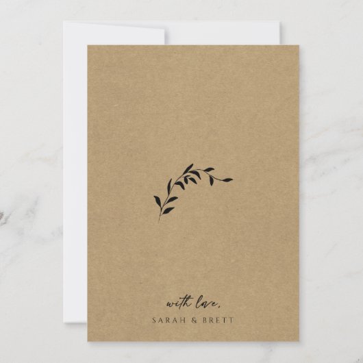 モダン素朴クラフト結婚写真 サンキューカード (裏面)