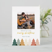 モダン素朴クリスマスツリー 箔シーズンカード (立ち正面)