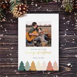 モダン素朴クリスマスツリー 箔シーズンカード