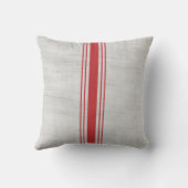 モダン素朴ザック赤ストライプ粒 クッション (裏面)