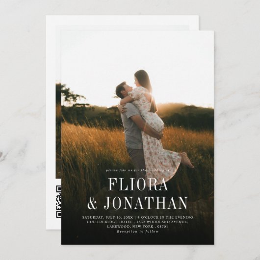 モダン素朴シンプルカントリーシック写真結婚ズ 招待状 (正面/裏面)