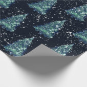 モダン素朴シンプル雪の夜のクリスマスツリー ラッピングペーパー (角)