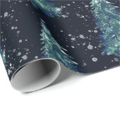 モダン素朴シンプル雪の夜のクリスマスツリー ラッピングペーパー (ロールコーナー)