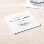 モダン素朴タイポグラフィカスタムボホギフト結婚ズ スクエアペーパーコースター (アングル)