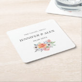 モダン素朴タイポグラフィカスタムボホギフト結婚ズ スクエアペーパーコースター (アングル)