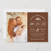 モダン素朴タイポグラフィ写真の保存日付 招待状 (正面)