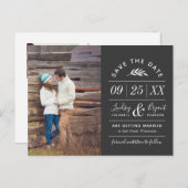 モダン素朴タイポグラフィ写真の保存日付 案内ポストカード (正面/裏面)