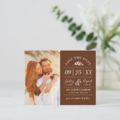 モダン素朴タイポグラフィ写真の保存日付 案内ポストカード (スタンド正面)