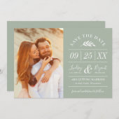 モダン素朴タイポグラフィ写真の日付の保存 招待状 (正面/裏面)