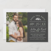 モダン素朴タイポグラフィ写真の日付の保存 招待状 (正面)