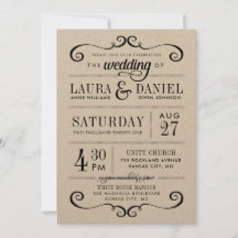 モダン素朴タイポグラフィ結婚式招待状