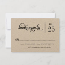 モダン素朴タイポグラフィ結婚式RSVPカード