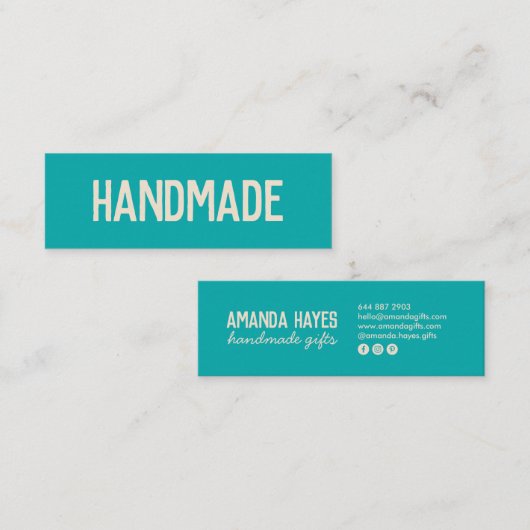 モダン素朴ターコイズ スキニー名刺 (正面/裏面)