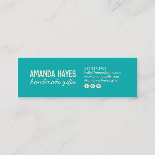 モダン素朴ターコイズ スキニー名刺 (裏面)