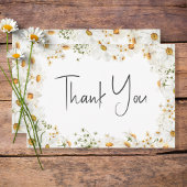 モダン素朴デイジー結婚フレーム サンキューカード