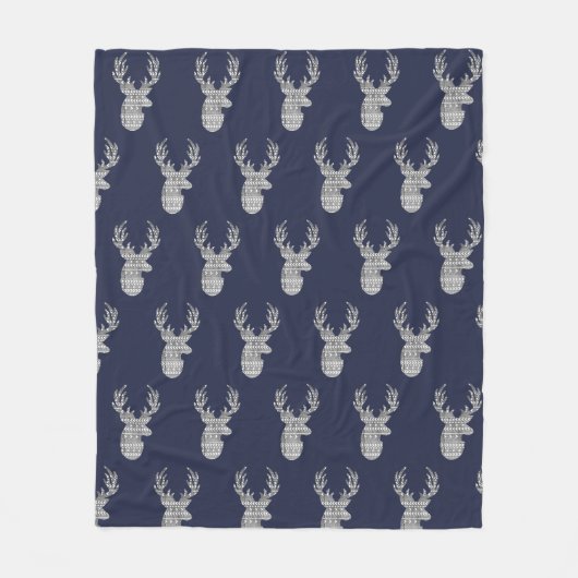 モダン素朴パターン(の模様が)ある鹿 フリースブランケット (正面)