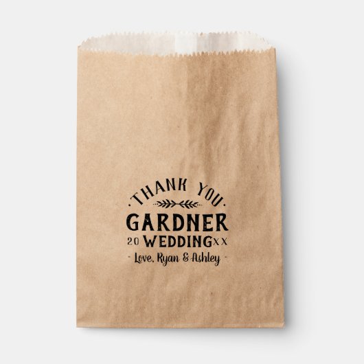 モダン素朴パーソナライズされた結婚式の引き出物バッグ フェイバーバッグ (正面)