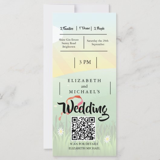 モダン素朴フェスティバルウェディングQR結婚の (裏面)