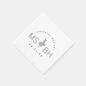 モダン素朴フローラ結婚ステム スタンダードカクテルナプキン (角)