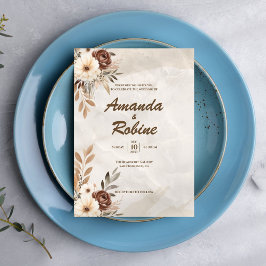 モダン素朴フローラ結婚式招待状 招待状