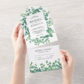 モダン素朴ユ葉カリ結婚ユ オールインワン招待状 (貼ってはがせる)