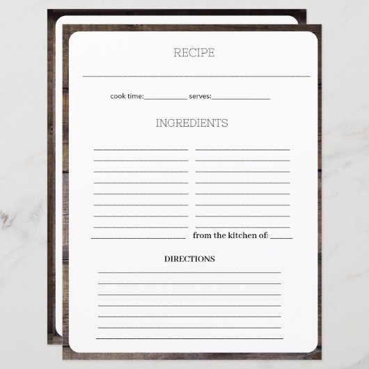 モダン素朴レシピ料理本裏紙ページ (正面/裏面)