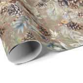 モダン素朴冬の松コーンボホクリスマス ラッピングペーパー (ロールコーナー)