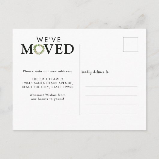 モダン素朴引っ越しましたホーム 案内ポストカード (裏面)