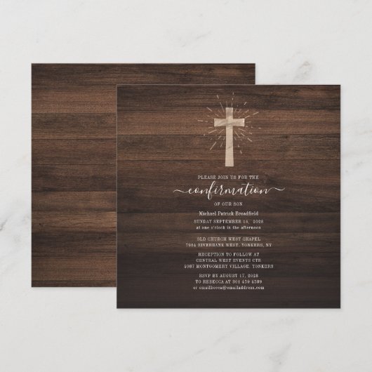 モダン素朴木合板 招待状 (正面/裏面)