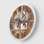 モダン素朴木3枚 ラウンド壁時計 (傾斜)