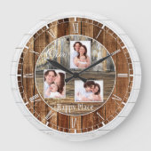 モダン素朴木3枚 ラウンド壁時計 (正面)