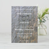 モダン素朴樹皮矢ハート結婚 招待状 (スタンド正面)