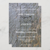 モダン素朴樹皮矢ハート結婚 招待状 (正面/裏面)