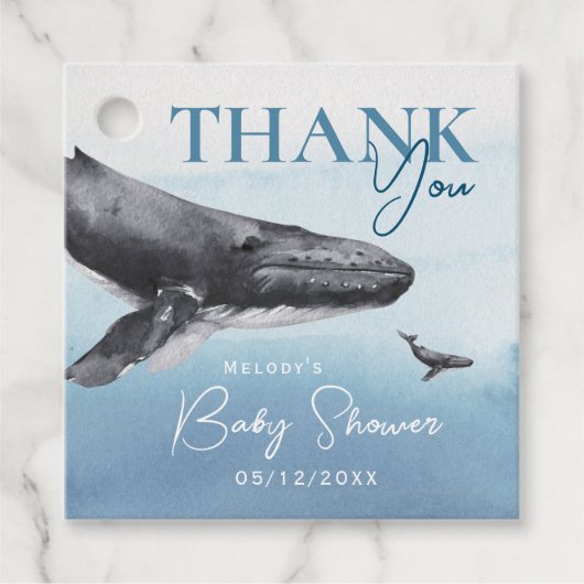 モダン素朴海赤ちゃんシャワーありがとう フェイバータグ (正面)