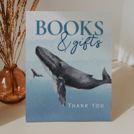 モダン素朴海赤ちゃんシャワー本とプレゼント 台座サイン