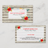 モダン素朴白木絵を描と花のアクセント 名刺 (正面/裏面)